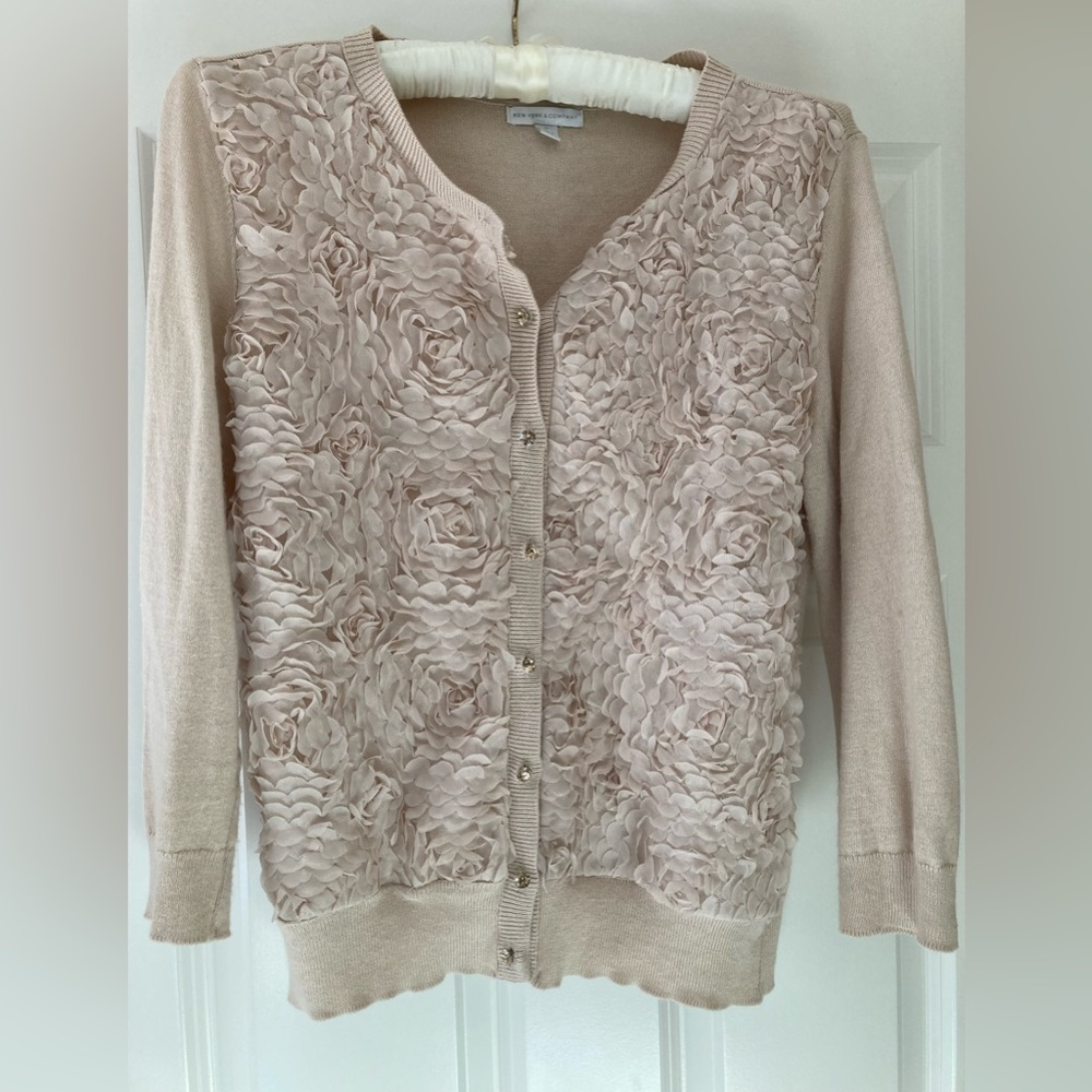New York & Co appliqué cardigan.
